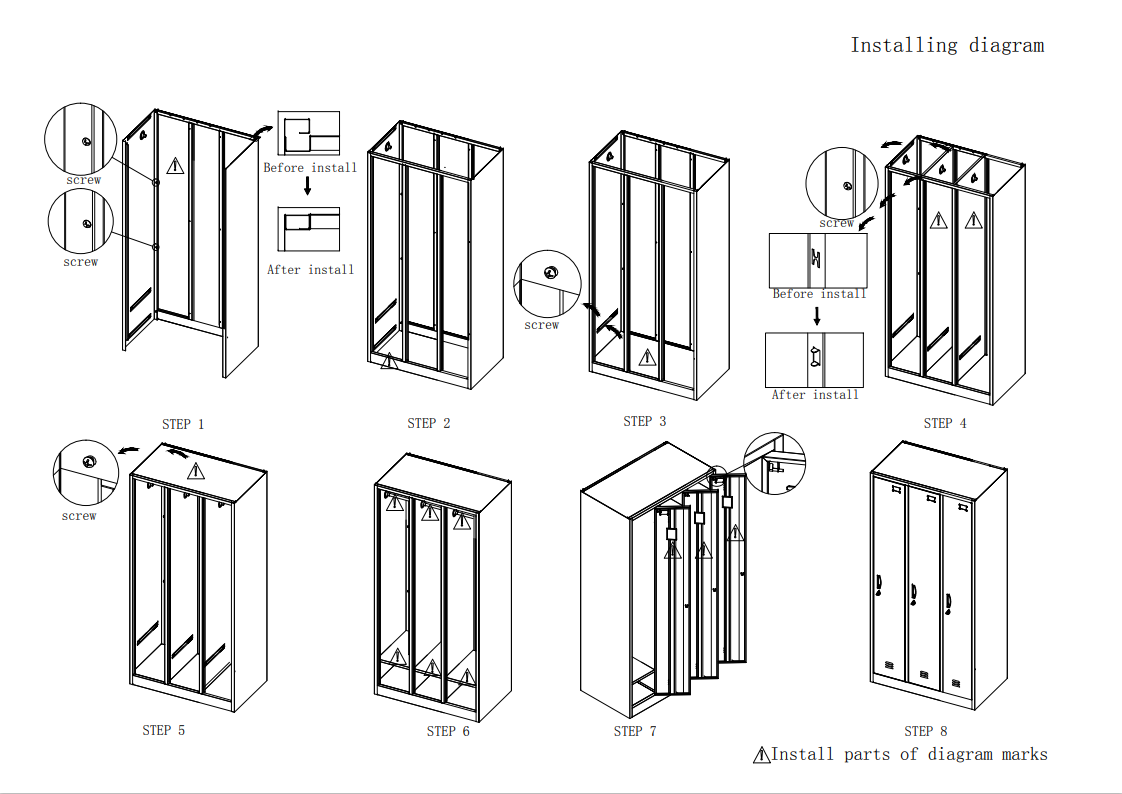 3 ajtós fém öltözőszekrény - Image 3
